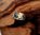 Tierschmuck-Ring in Silber und Gold , blauen Saphir  Motiv Tölter