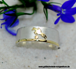 Tierschmuck-Ring , Motiv Springpferd in 925/Silber und 585/Gold