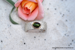 Ring mit einem grünen Turmalin , gearbeitet in 925/Silber und 585/Gold