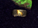 Pferdeschmuck- Ring in 925/Silber und 585/Gelbgold ,Motiv Friesenpferd