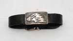 Tierschmuck-Armband in Leder mit einen Schmuckteil aus 925/Silber , Motiv Pferdekopf