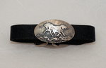Tierschmuck-Armband in Leder mit einen Schmuckteil aus 925/Silber , Motiv Stute mit Fohlen