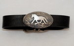 Tierschmuck-Armband in Leder mit einen Schmuckteil aus 925/Silber , Motiv Fjordpferd