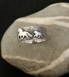 Ring in 925/Silber , Pferd mit Hund